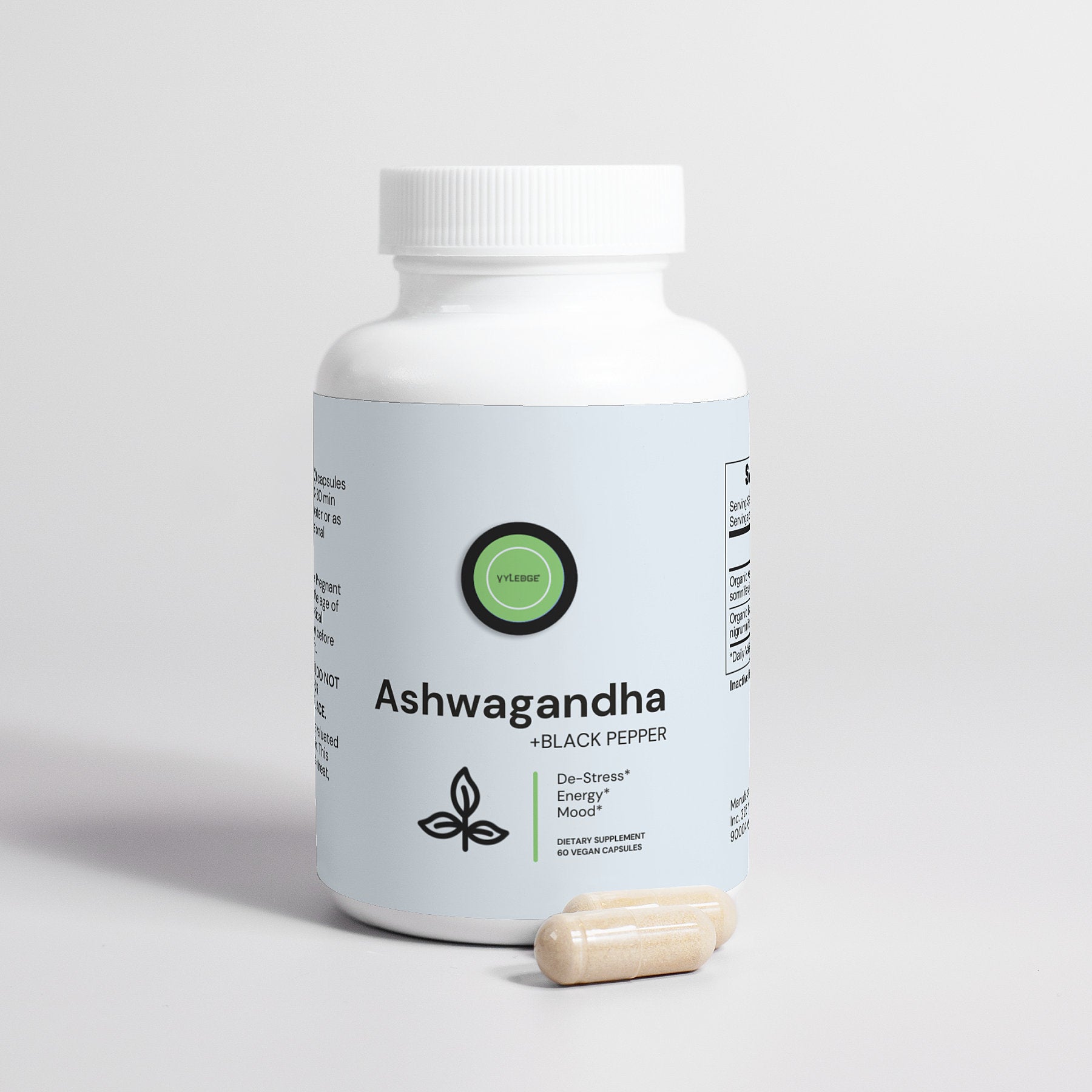Ashwagandha Capsules with Black Pepper - Stress-Reducing Herbal Supplement